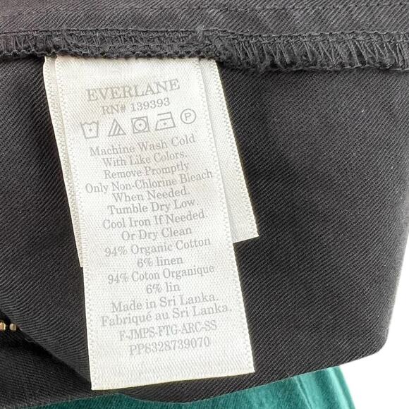 Everlane The Fatigue Jumpsuit Short Sleeve Crop Belted Cotton Linen Black Size 0 - Picture 10 of 11